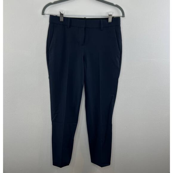 THEORY Navy Blue Trouser Dress Pants Pleated Skinny Leg Pockets Career Size 0 - Picture 1 of 6